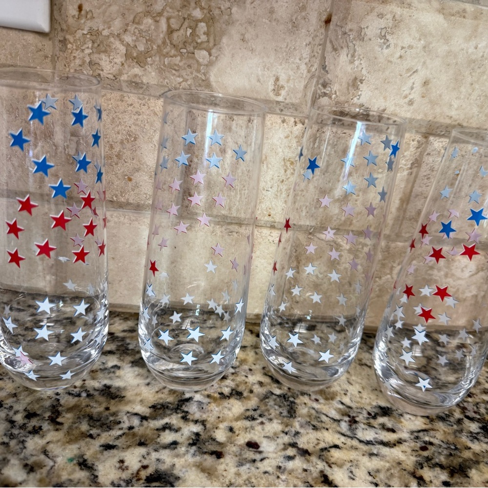 Patriotic Star Highball Glasses - Set of 4
